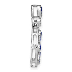 14k White Gold Pear and Marquise Sapphire and Diamond Circle Chain Slide