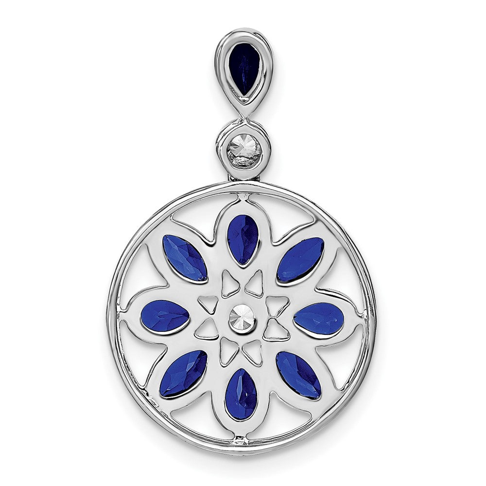 14k White Gold Pear and Marquise Sapphire and Diamond Circle Chain Slide