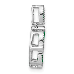 14k White Gold Emerald and Diamond Pendant