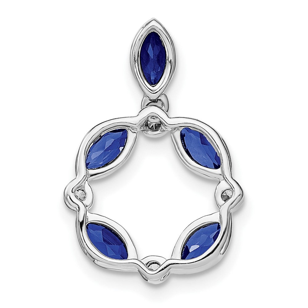 14k White Gold Marquise Sapphire and Diamond Circle Chain Slide - 2