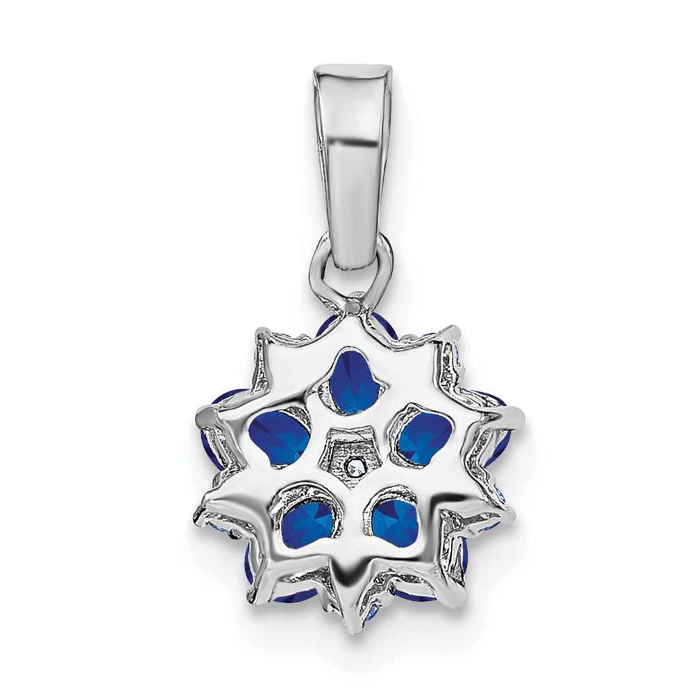 14k White Gold Sapphire and Diamond Floral Pendant