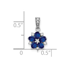 14k White Gold Sapphire and Diamond Floral Pendant