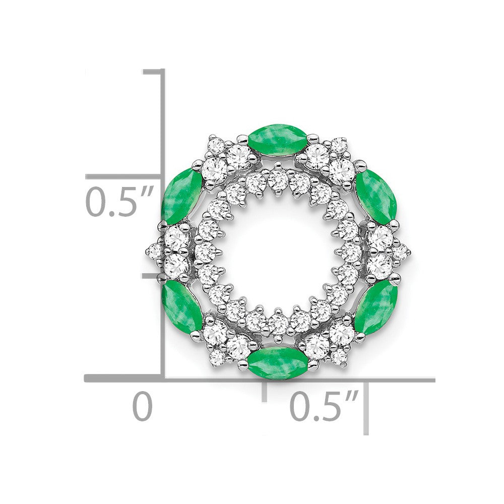 14k White Gold Marquise Emerald and Diamond Circle Chain Slide - 2
