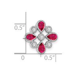 14k White Gold Ruby and Diamond Chain Slide