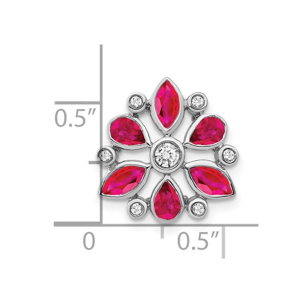 14k White Gold Ruby and Diamond Chain Slide