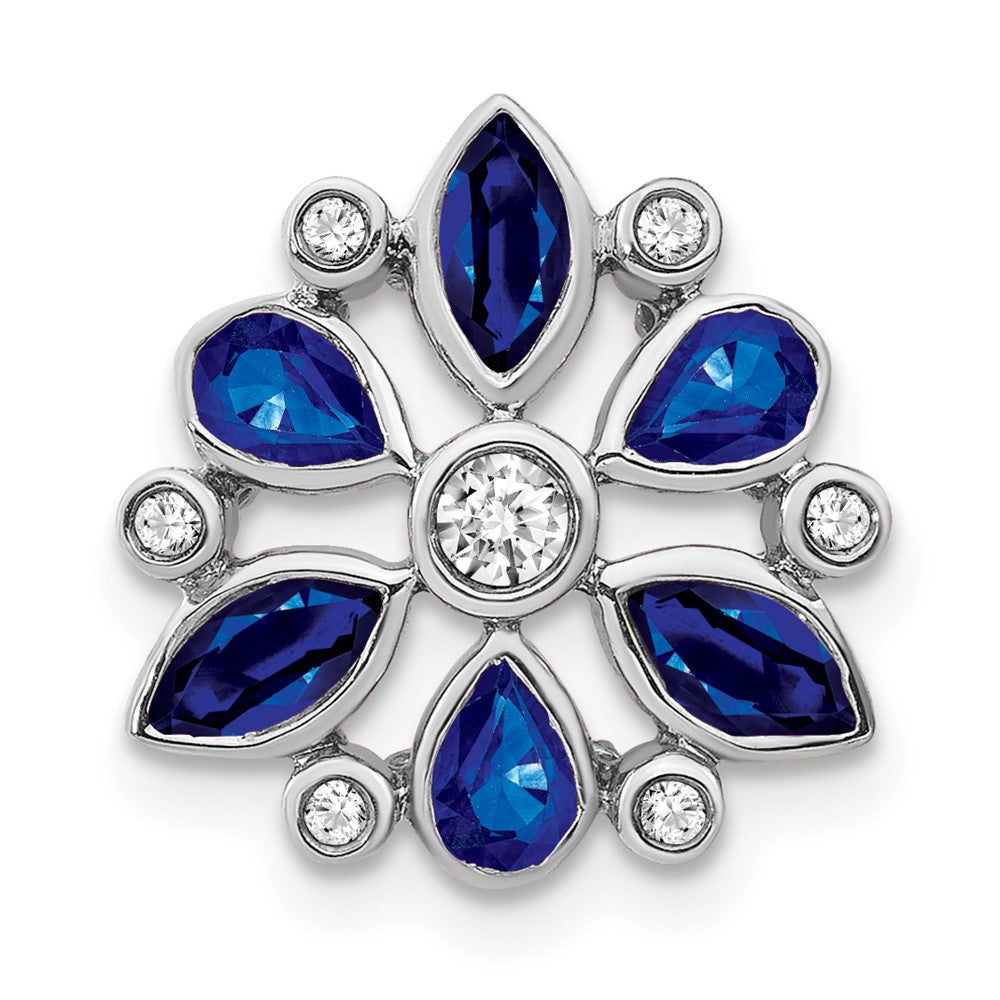 14k White Gold Pear and Marquise Sapphire and Diamond Chain Slide
