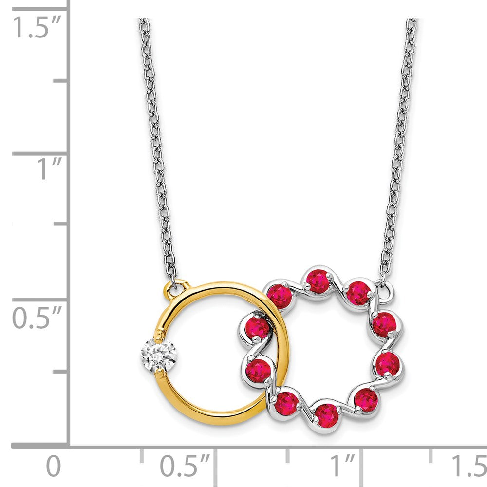 14k Two-tone Ruby and Diamond 18in. Circles Necklace