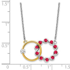 14k Two-tone Ruby and Diamond 18in. Circles Necklace