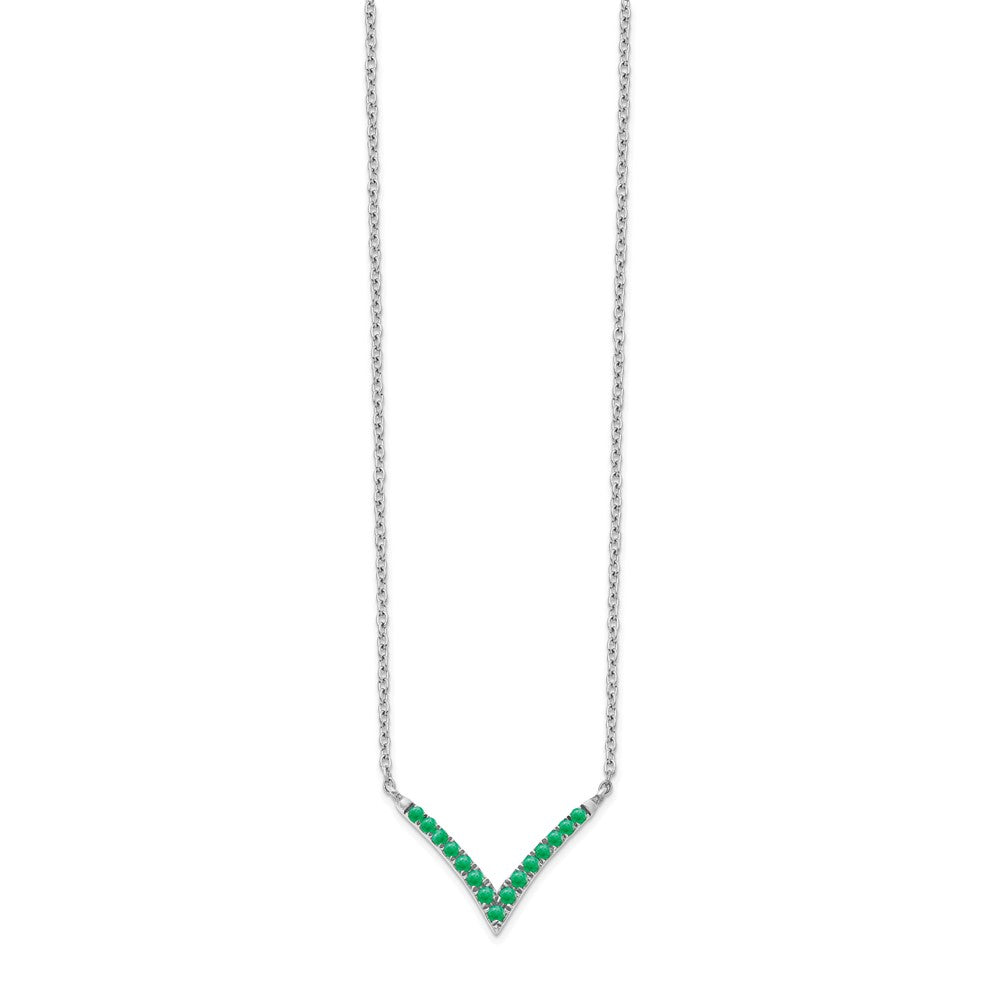 14k White Gold Emerald 18in. V-Necklace