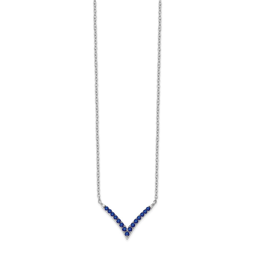 14k White Gold Sapphire 18in. V-Necklace
