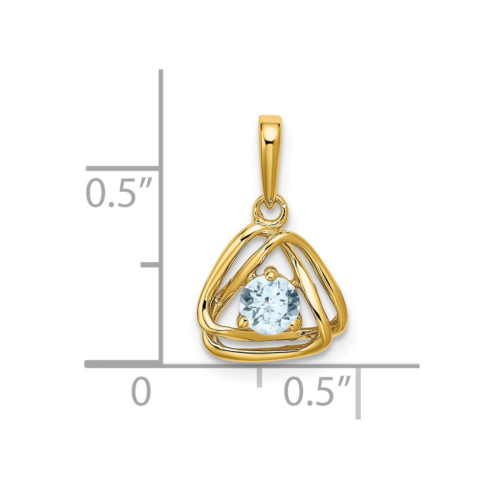 14k Aquamarine Triangle Pendant