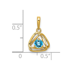 14k Blue Topaz Triangle Pendant