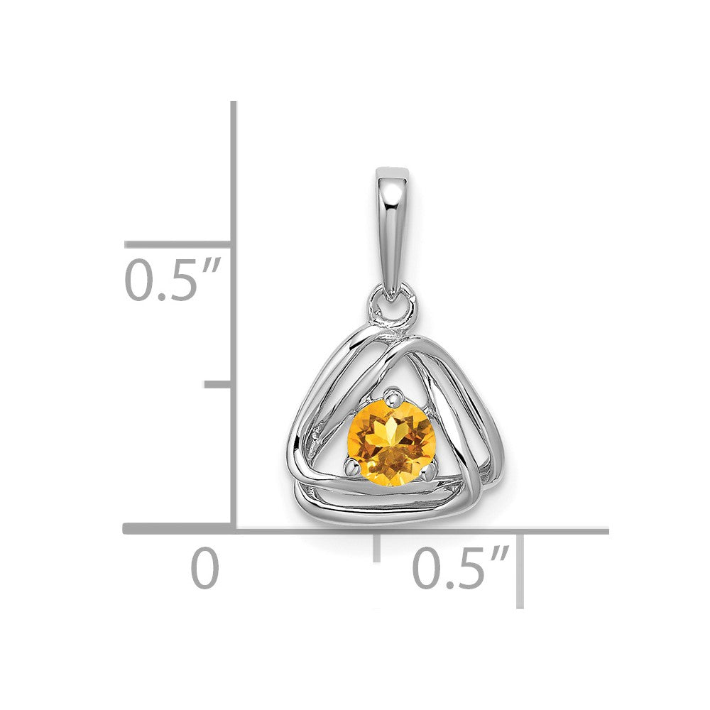 14k White Gold Citrine Triangle Pendant