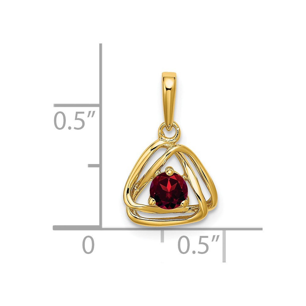 14k Garnet Triangle Pendant