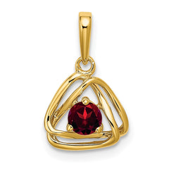 14k Garnet Triangle Pendant