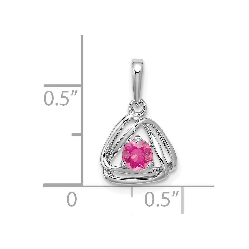 14k White Gold Pink Tourmaline Triangle Pendant