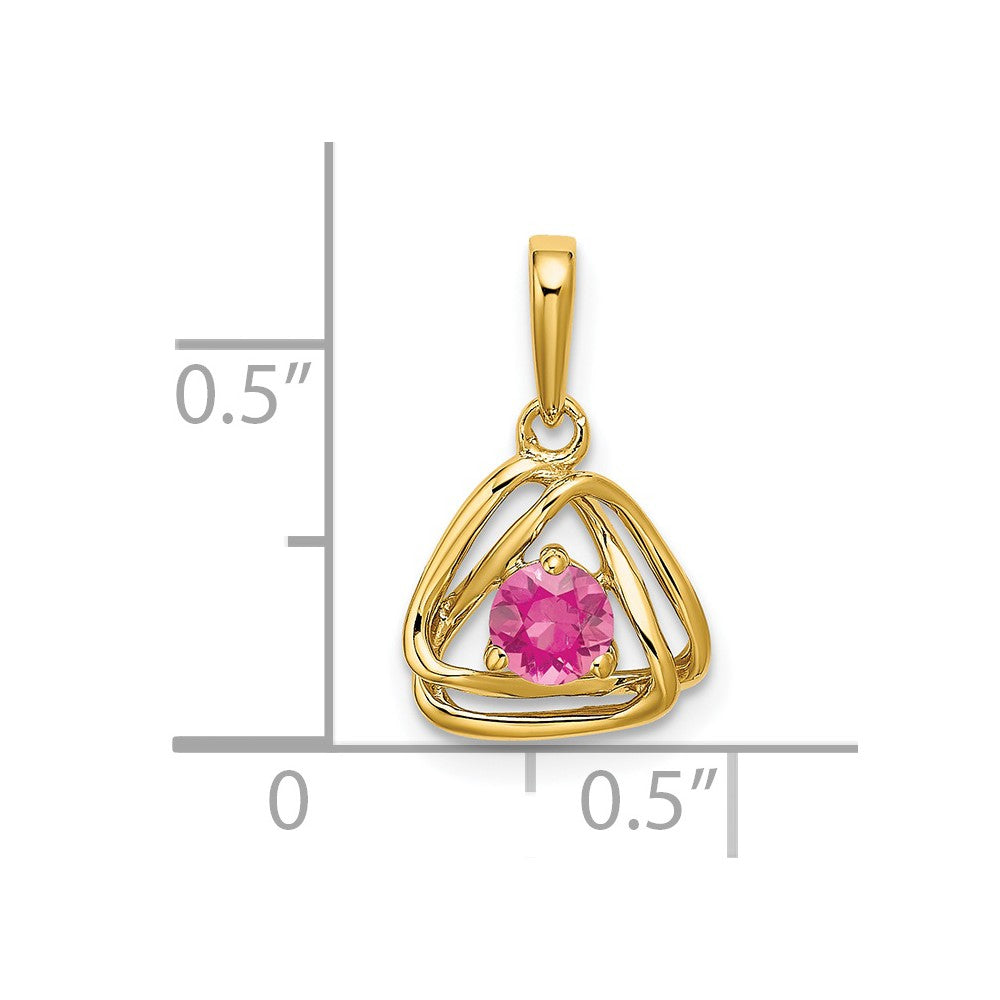 14k Pink Tourmaline Triangle Pendant