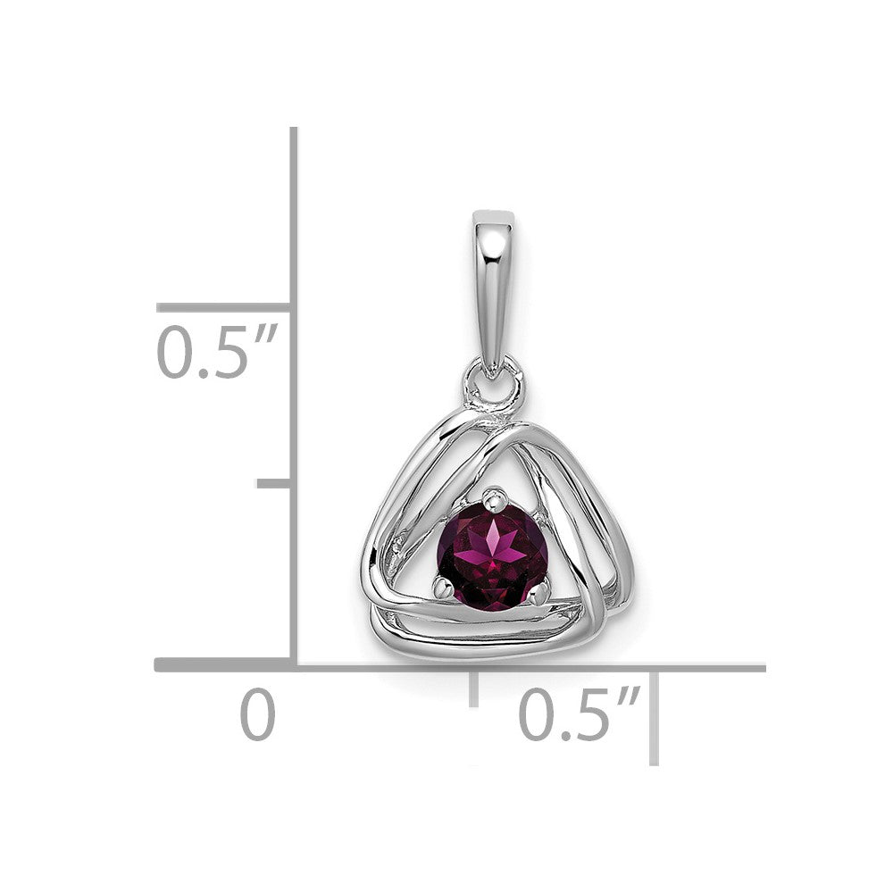 14k White Gold Rhodolite Garnet Triangle Pendant