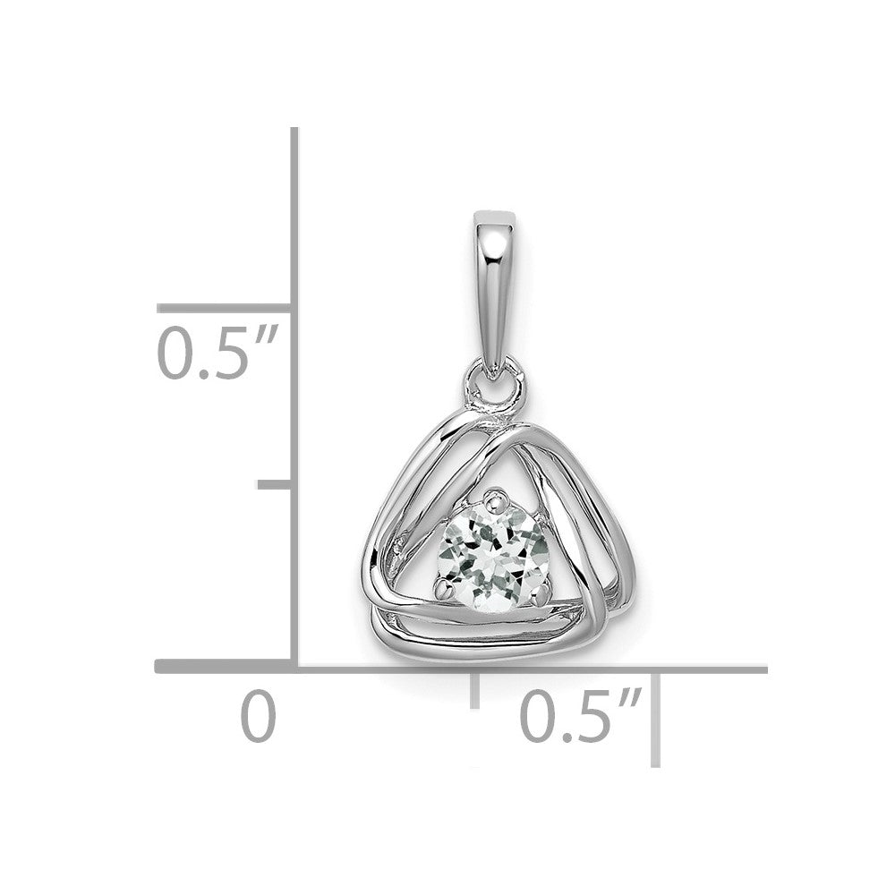 14k White Gold White Topaz Triangle Pendant