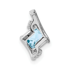 Sterling Silver Antique Cushion Aquamarine and Diamond Pendant