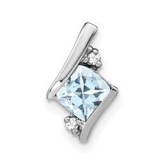 Sterling Silver Antique Cushion Aquamarine and Diamond Pendant