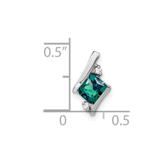 14K White Gold  Cushion Cr. Alexandrite and Diamond Chain Slide