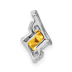 Sterling Silver Antique Cushion Citrine and Diamond Pendant