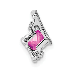 Sterling Silver Antique Cushion Cr. Pink Sapphire and Diamond Pendant