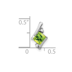 14K White Gold  Cushion Peridot and Diamond Chain Slide