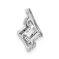 Sterling Silver Antique Cushion White Topaz and Diamond Pendant