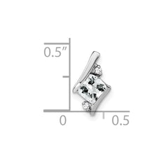 14K White Gold  Cushion White Topaz and Diamond Chain Slide