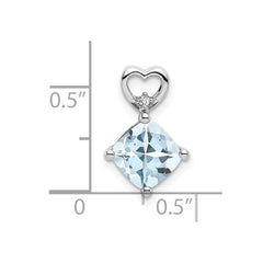 14k White Gold Aquamarine and Diamond Heart Chain Slide