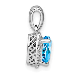 Sterling Silver Rhodium-plated Blue Topaz and Diamond Pendant - 2