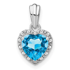 Sterling Silver Rhodium-plated Blue Topaz and Diamond Pendant - 2