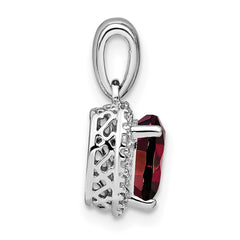 Sterling Silver Rhodium-plated Garnet and Diamond Pendant - 2