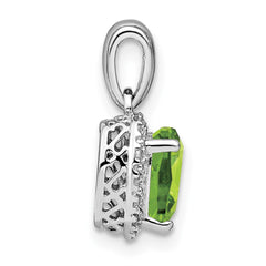 Sterling Silver Rhodium-plated Peridot and Diamond Pendant - 3