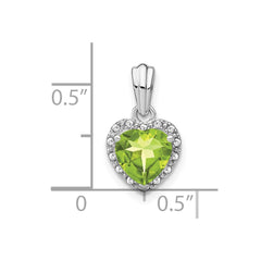 Sterling Silver Rhodium-plated Peridot and Diamond Pendant - 3