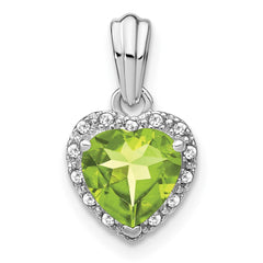 Sterling Silver Rhodium-plated Peridot and Diamond Pendant - 3