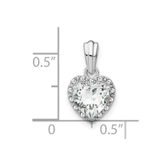 Sterling Silver Rhodium-plated White Topaz and Diamond Pendant - 2