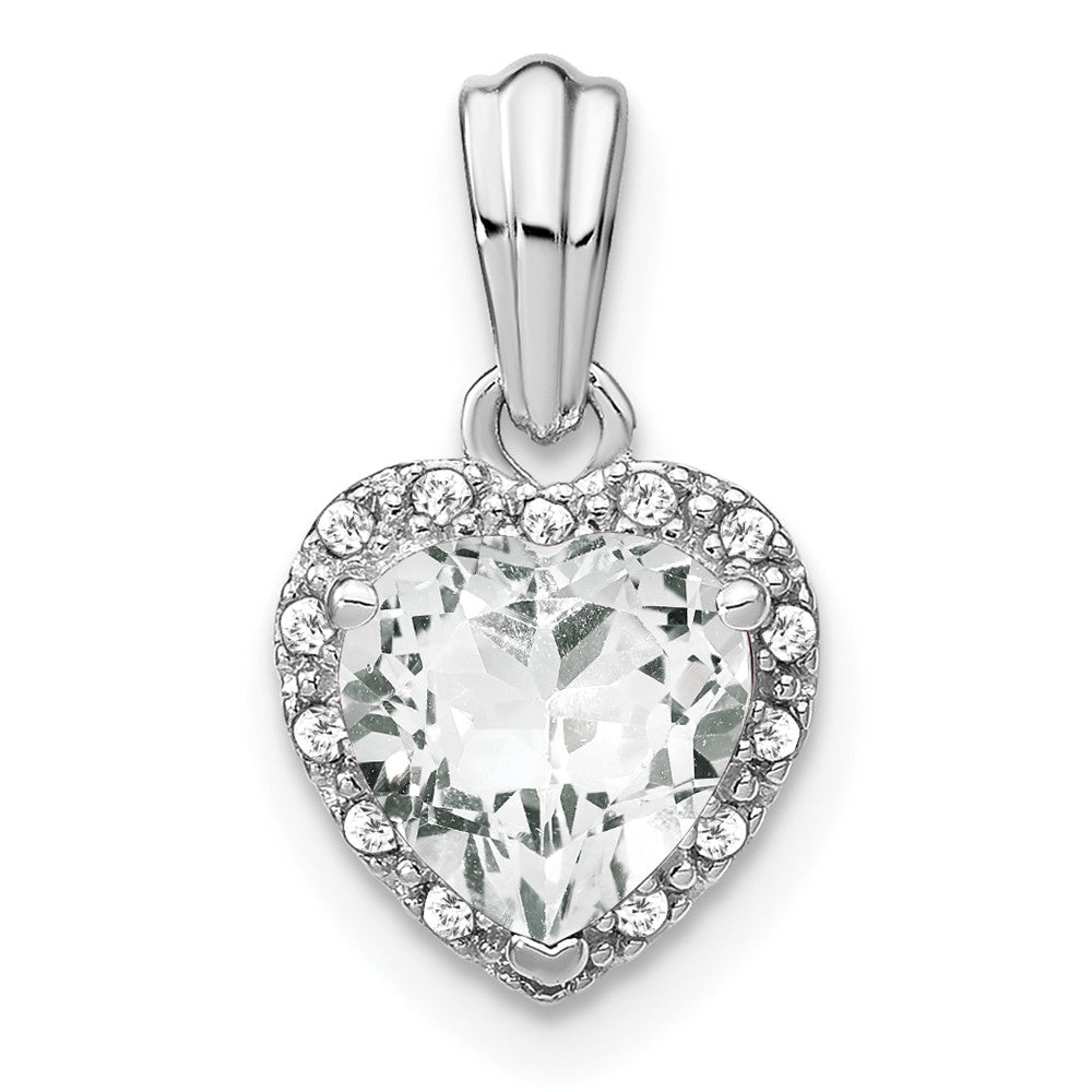 Sterling Silver Rhodium-plated White Topaz and Diamond Pendant - 2