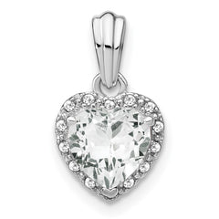 Sterling Silver Rhodium-plated White Topaz and Diamond Pendant - 2