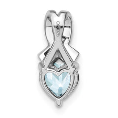 Sterling Silver Rhodium-plated Aquamarine and Diamond Pendant - 2