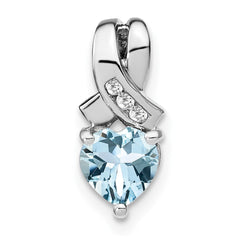 Sterling Silver Rhodium-plated Aquamarine and Diamond Pendant - 2