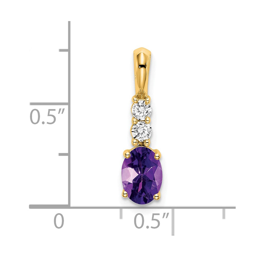 14K Oval Amethyst and Diamond Pendant