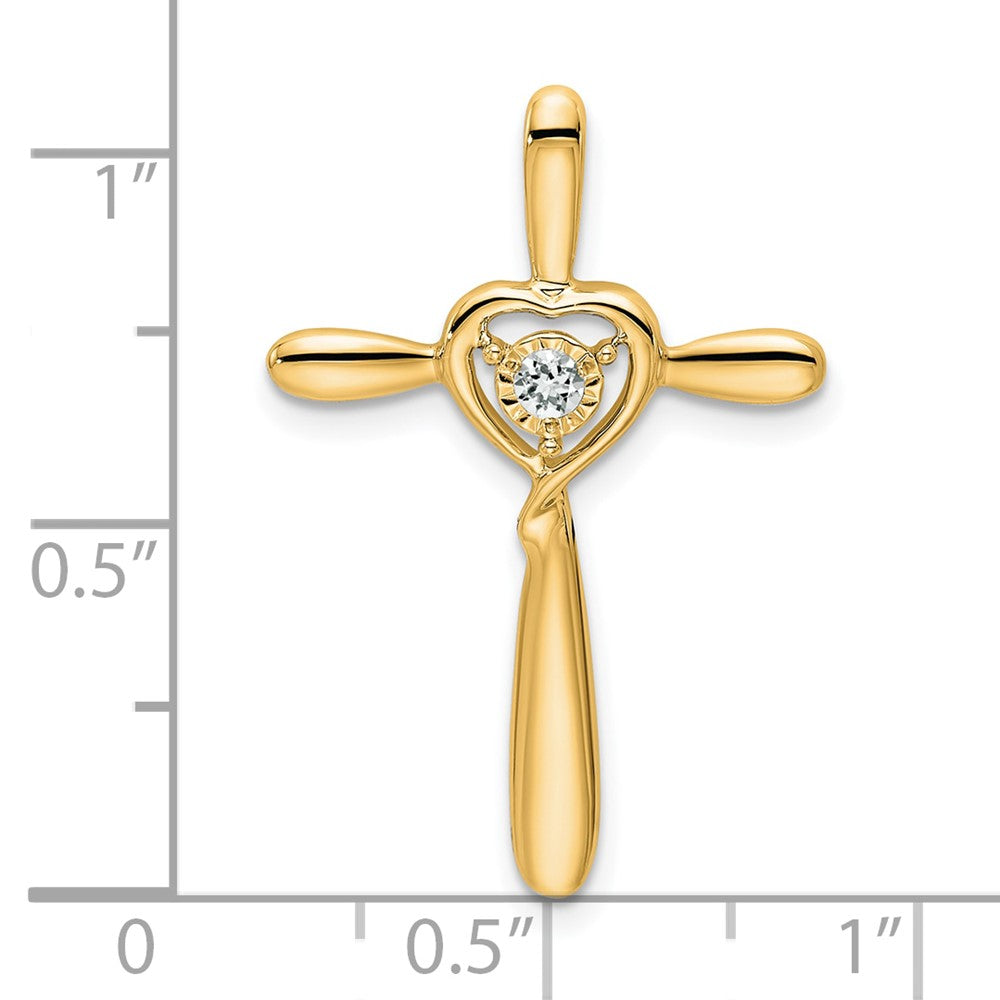 14k White Topaz Cross w/Heart Chain Slide