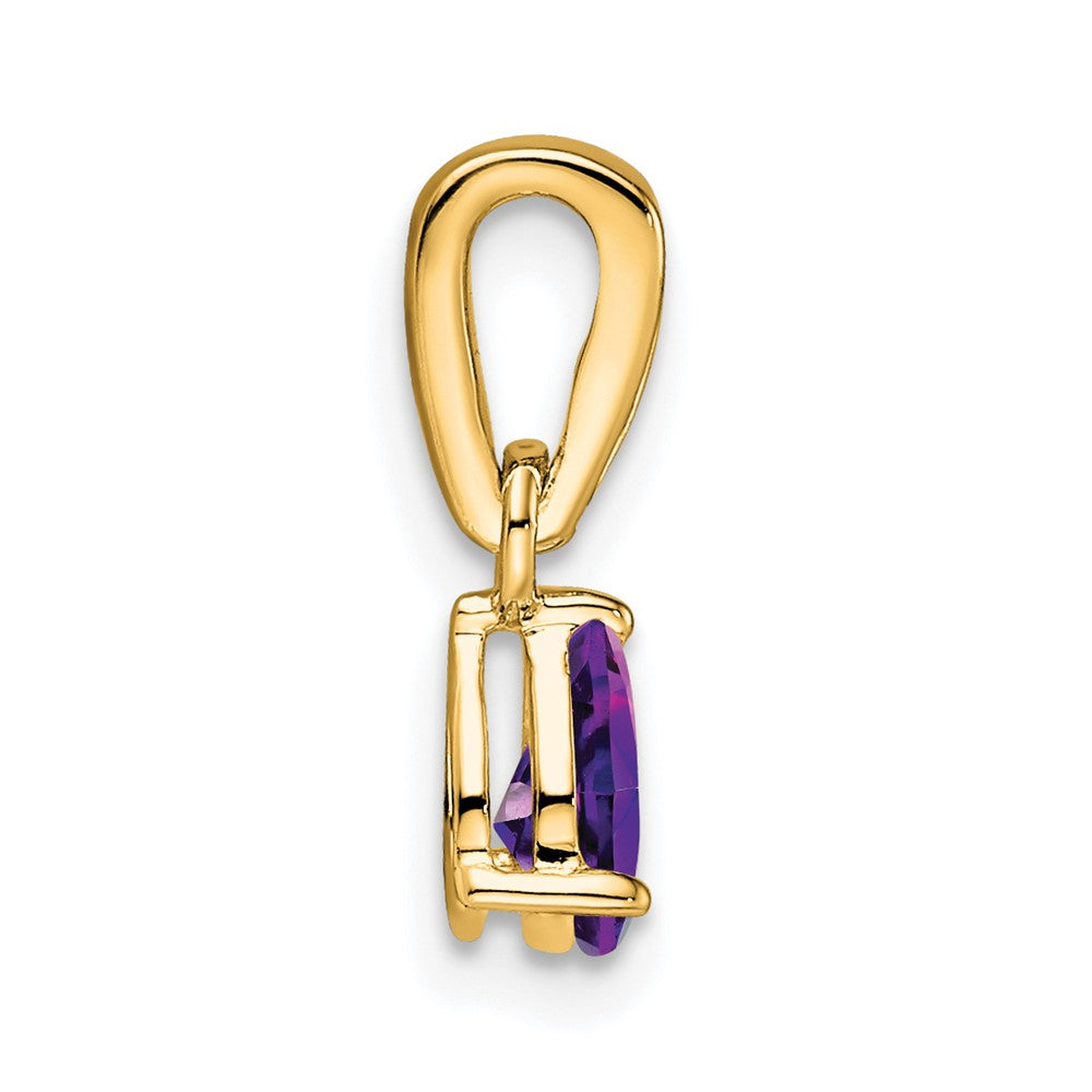 14K Pear Amethyst and Diamond Pendant
