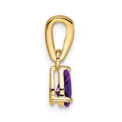 14K Pear Amethyst and Diamond Pendant