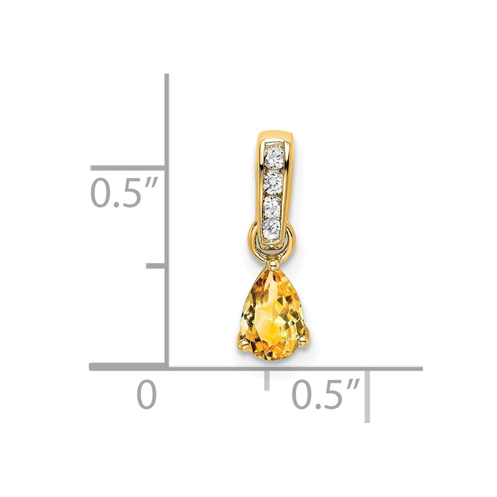 14K Pear Citrine and Diamond Pendant