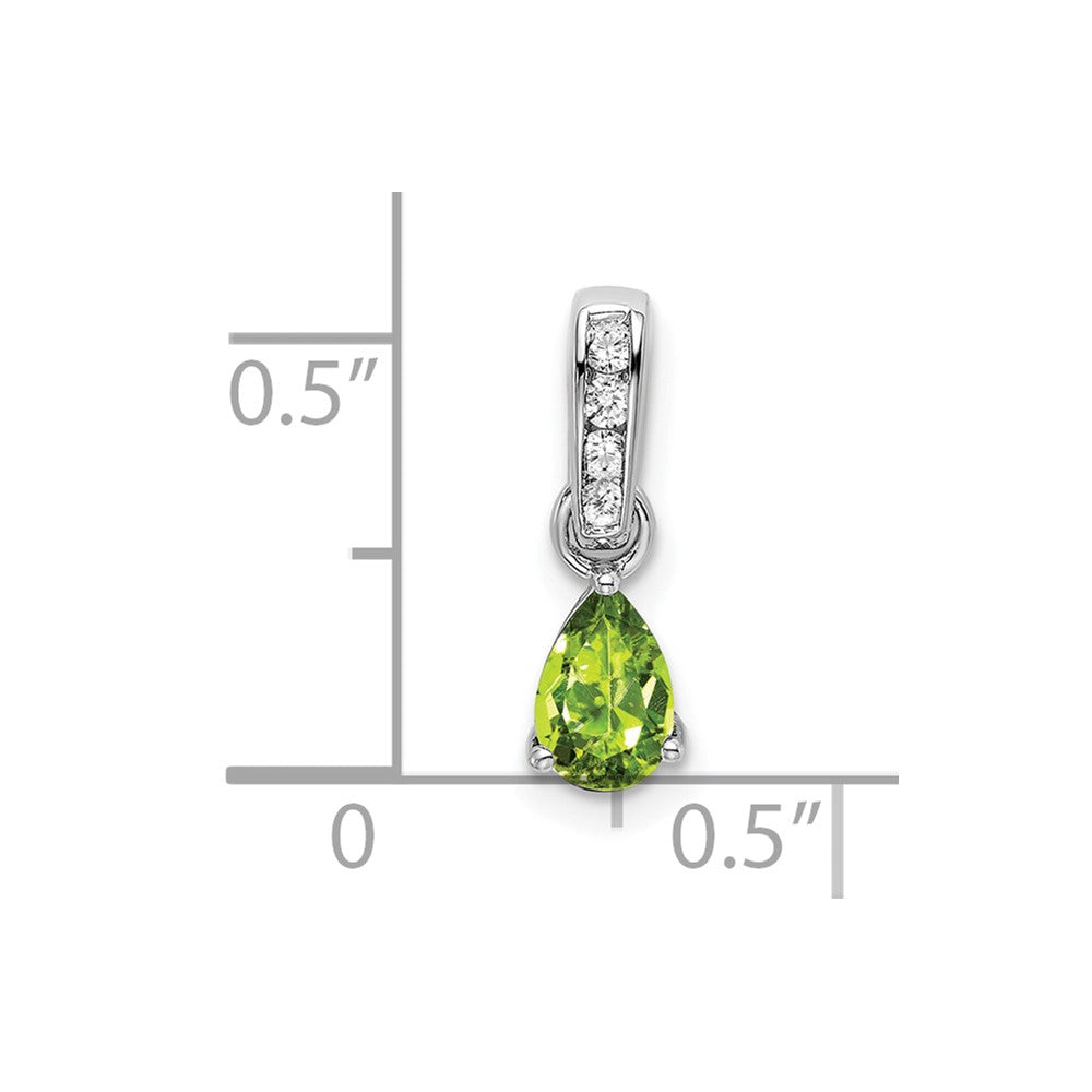 14k White Gold Pear Peridot and Diamond Pendant