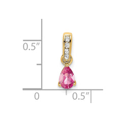 14K Pear Pink Tourmaline and Diamond Pendant